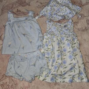 Carter's Blue and Green Floral Baby Outfit